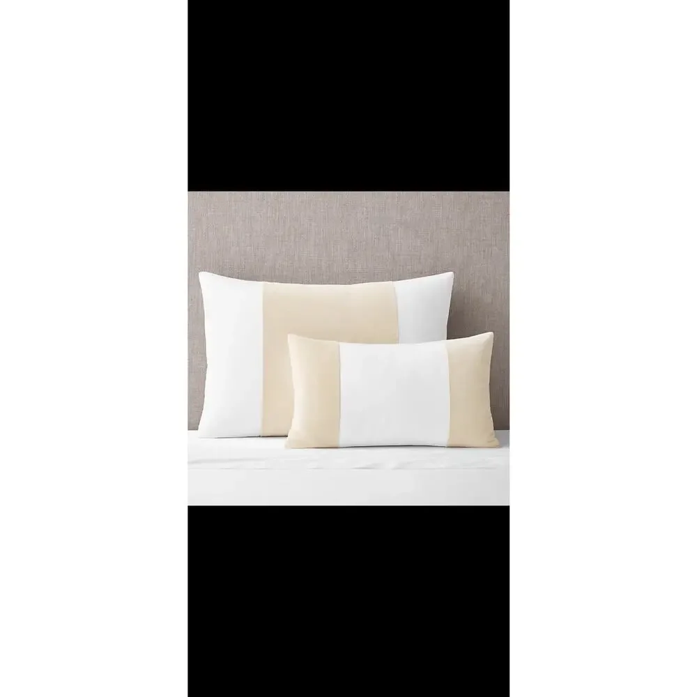 NEW 3 VELVET & SATEEN BANDED RESTORATION HARDWARE 2 KING SHAMS & 1LUMBAR SHAM